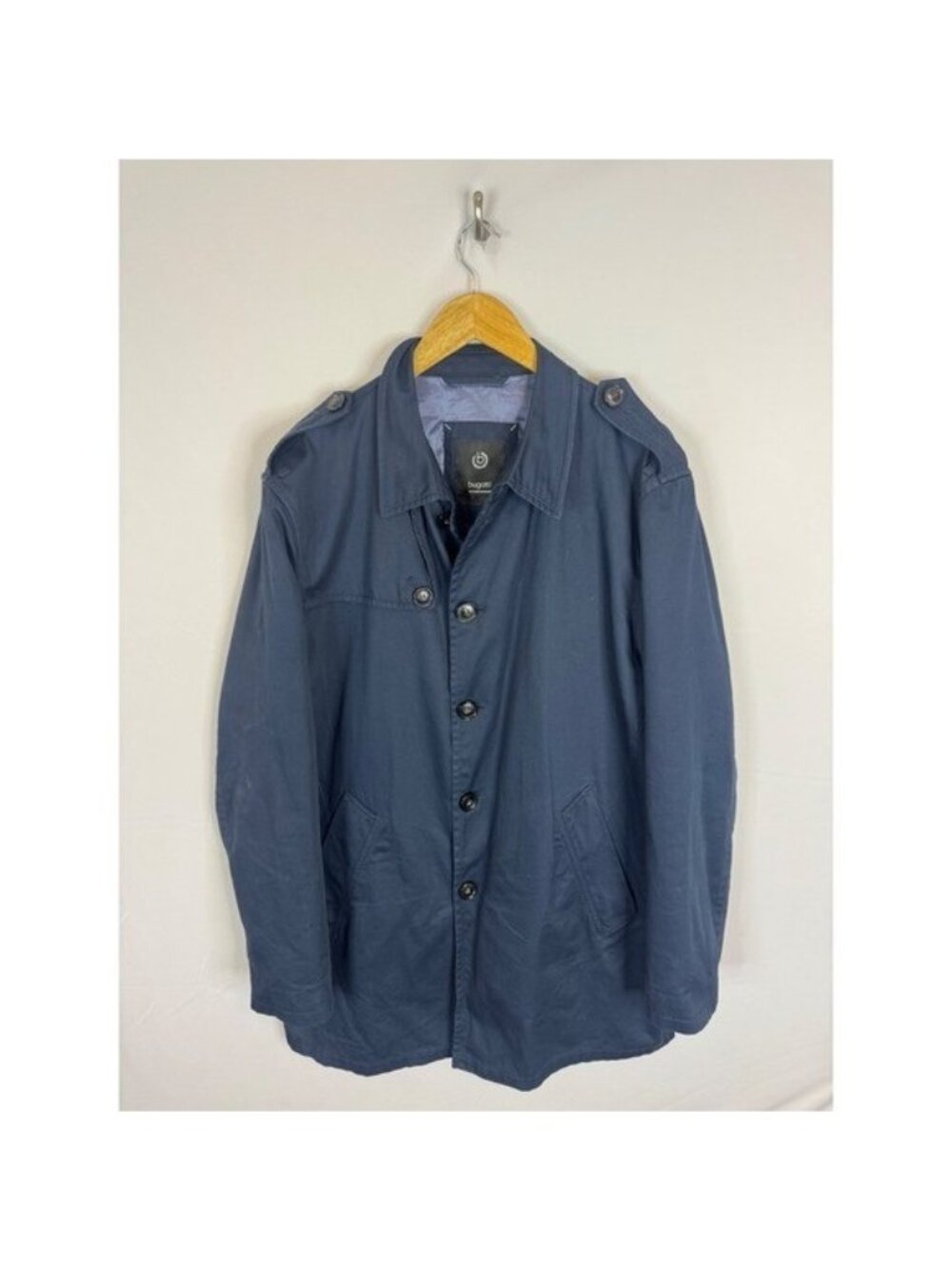 Bugatti The European Brand Mens Navy Blue Cotton Trench Coat Jacket 44R